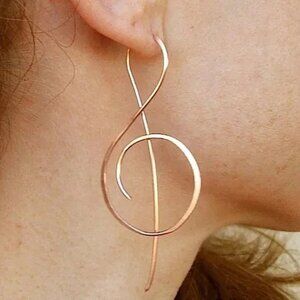 “Do Re Mi” Treble Clef Music Note Song Lyrics Minimal Handmade Gold Cute Earring